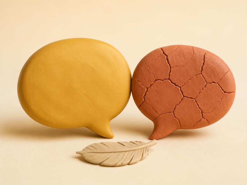 A clay padlock made of soft sage clay resting on a pair of gold lips