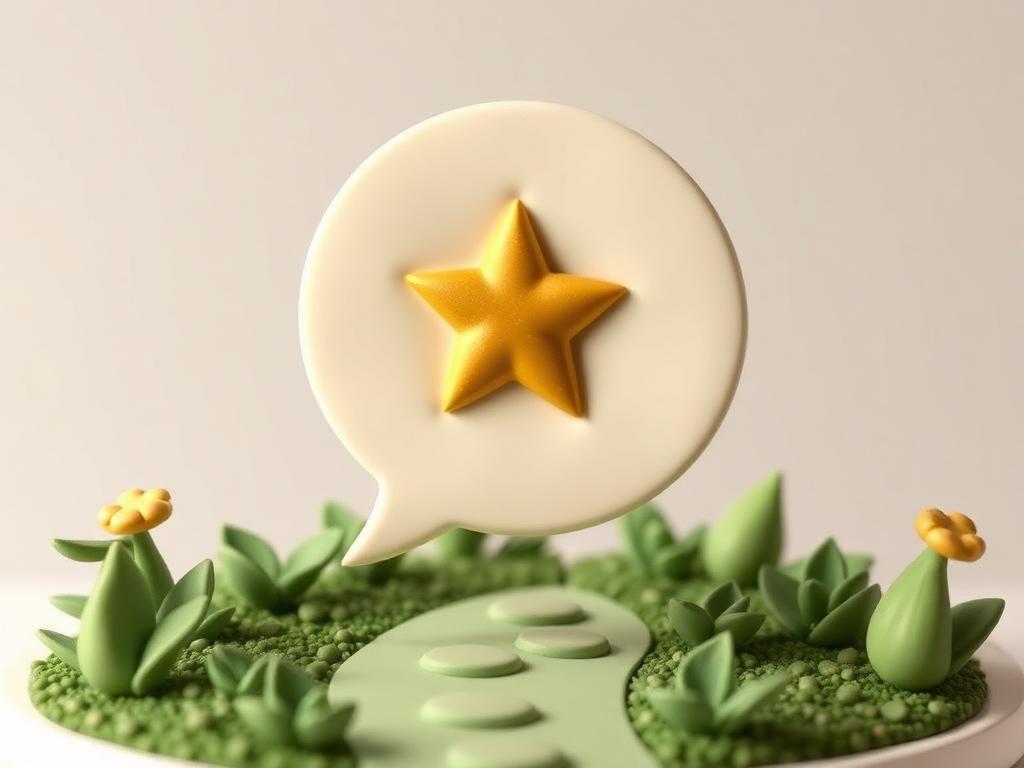 A gold clay open gateway with two small cream clay hands raised in greeting on a sage base
