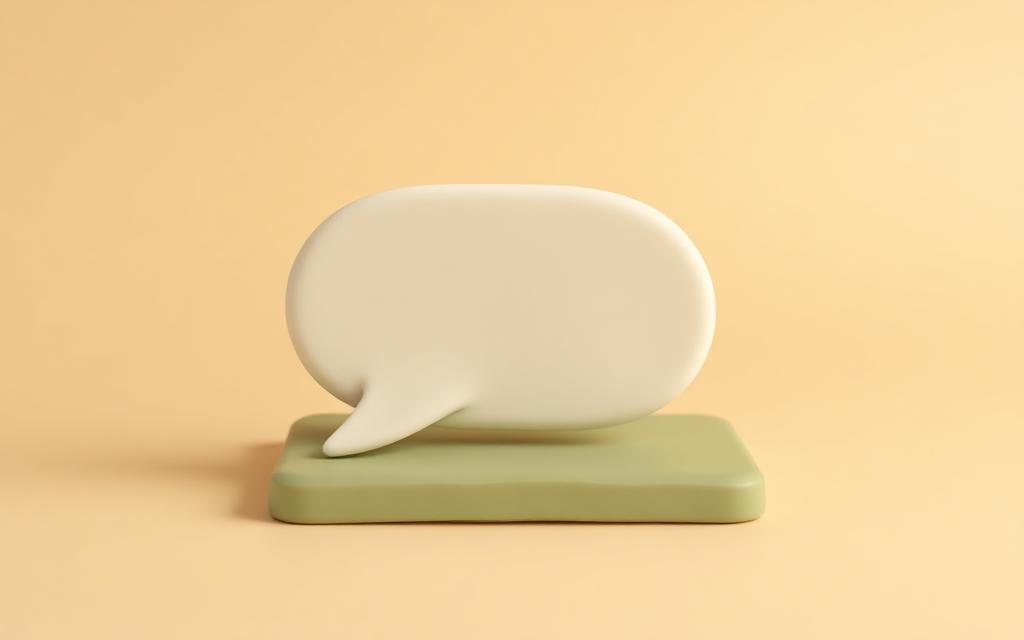 A cream clay speech-bubble shape resting closed on a sage clay tile
