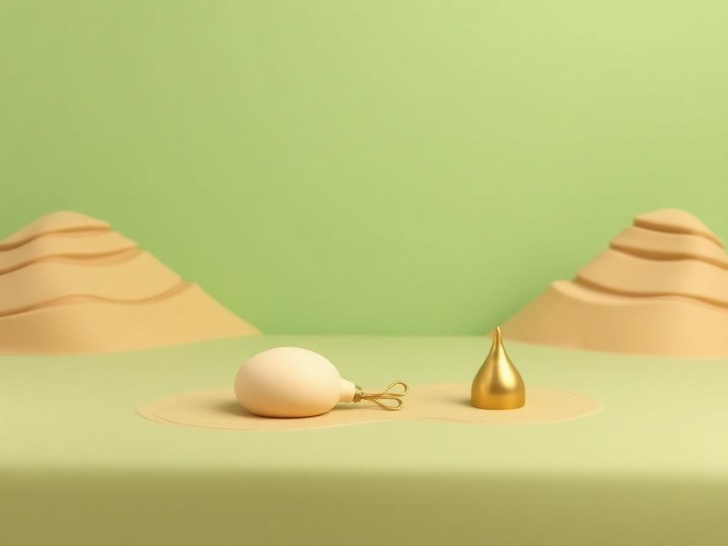 Sage clay valley with a cream clay water skin and a gold clay spring bubbling up