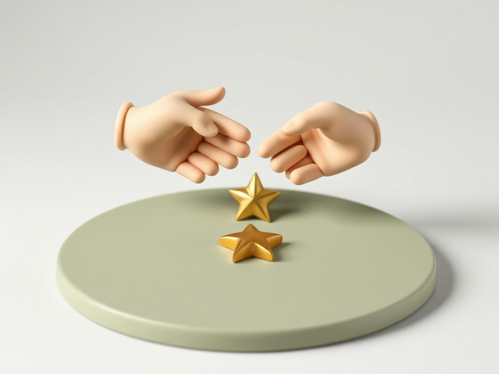 Two cream clay hands meeting over a sage clay table with a small gold clay star between them