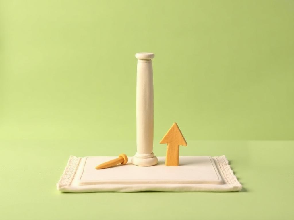 Cream clay figure standing upright on a sage clay mat with gold clay sound lines rising