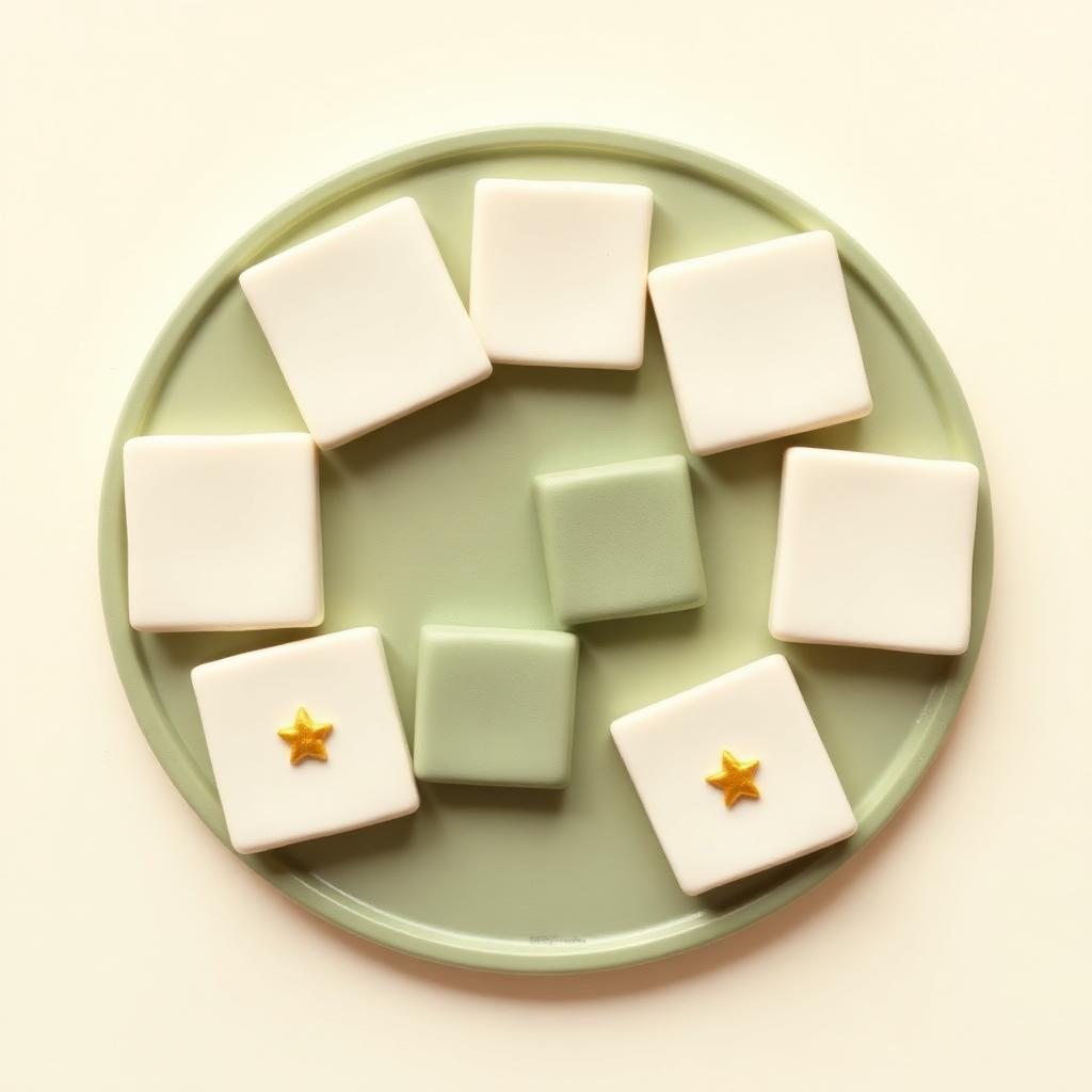 A cream clay week chart with two sage clay squares marked by small gold clay stars