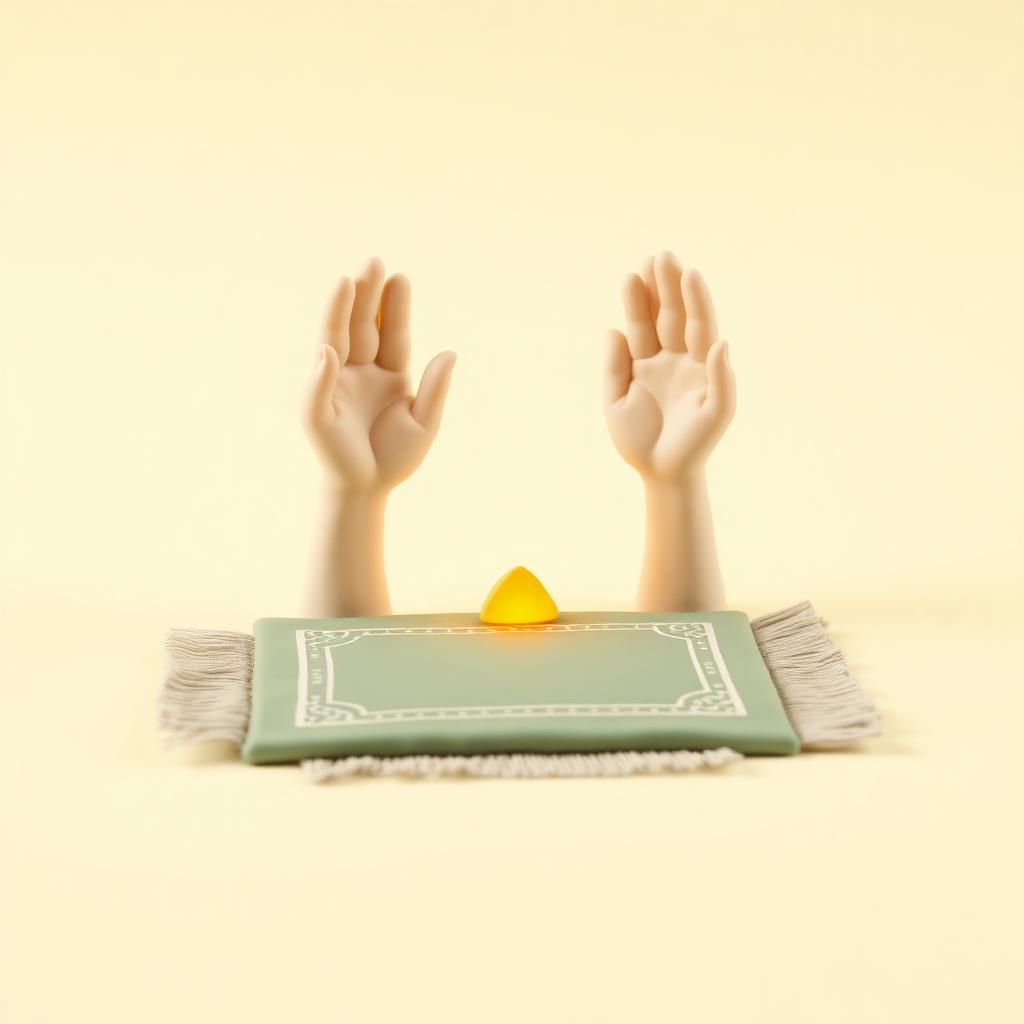 Raised cupped cream clay hands over a sage clay mat with a gold clay star above