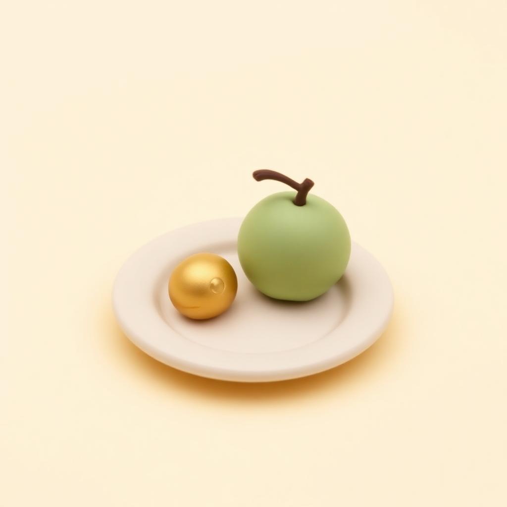 A cream clay bowl of dates beside a gold-rimmed clay cup on sage clay ground
