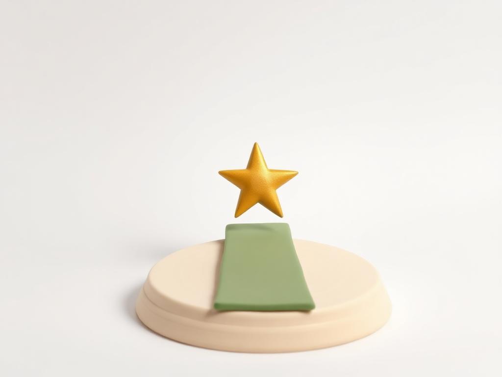 A straight sage clay path leading to a gold clay star on a cream clay base